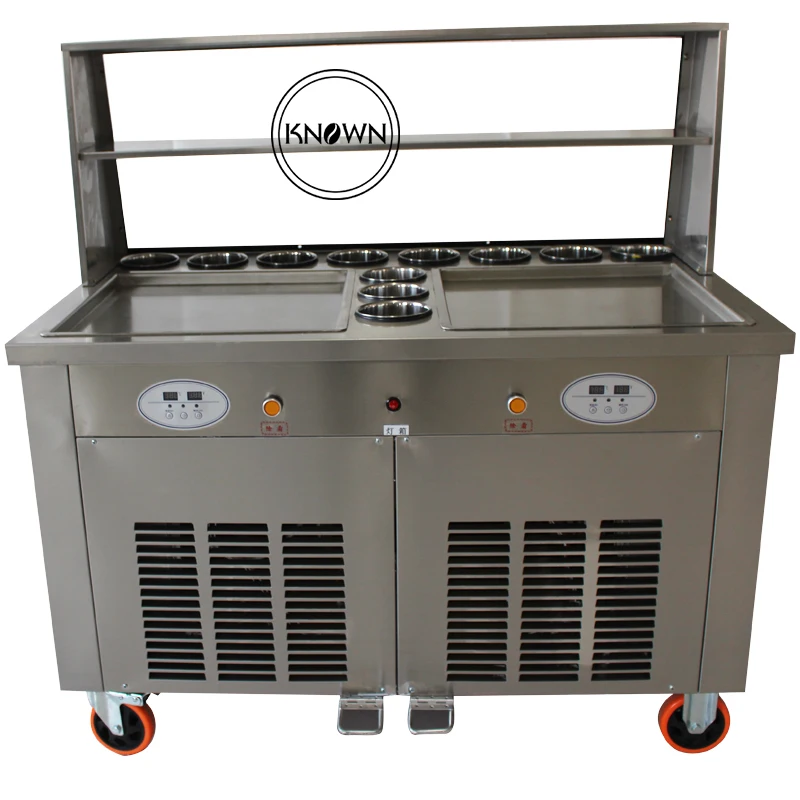 

2+11 110v/220v 45cm R410A double pan with 11 cabinets fried ice cream machine with fine copper condenser free shipping by sea