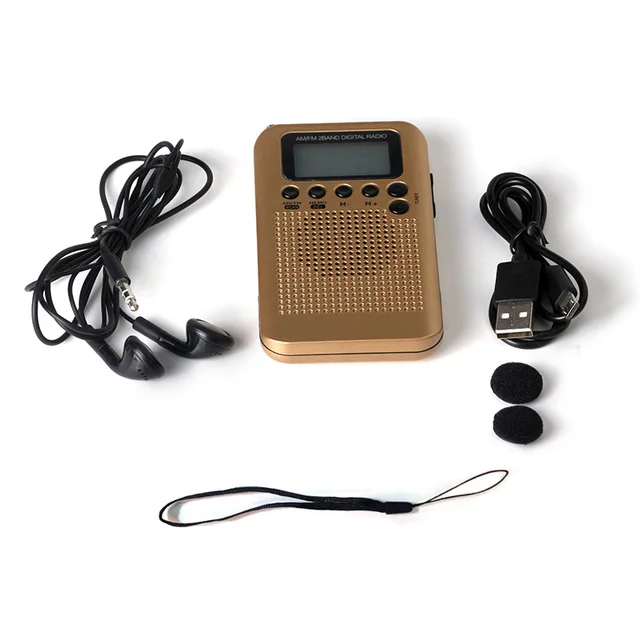 FM/AM Full-band Multiband Stereo Digital Tuner Full-wave Band Receiver Radio Antenna with Earphone and Speakers Outdoor Sports