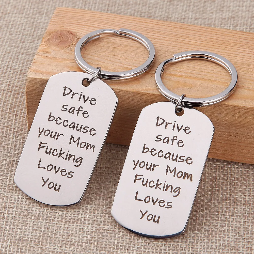 

Stainless steel dog collar mother son pendant keychain Nameplated key chain Dog tag my son love mom gifts