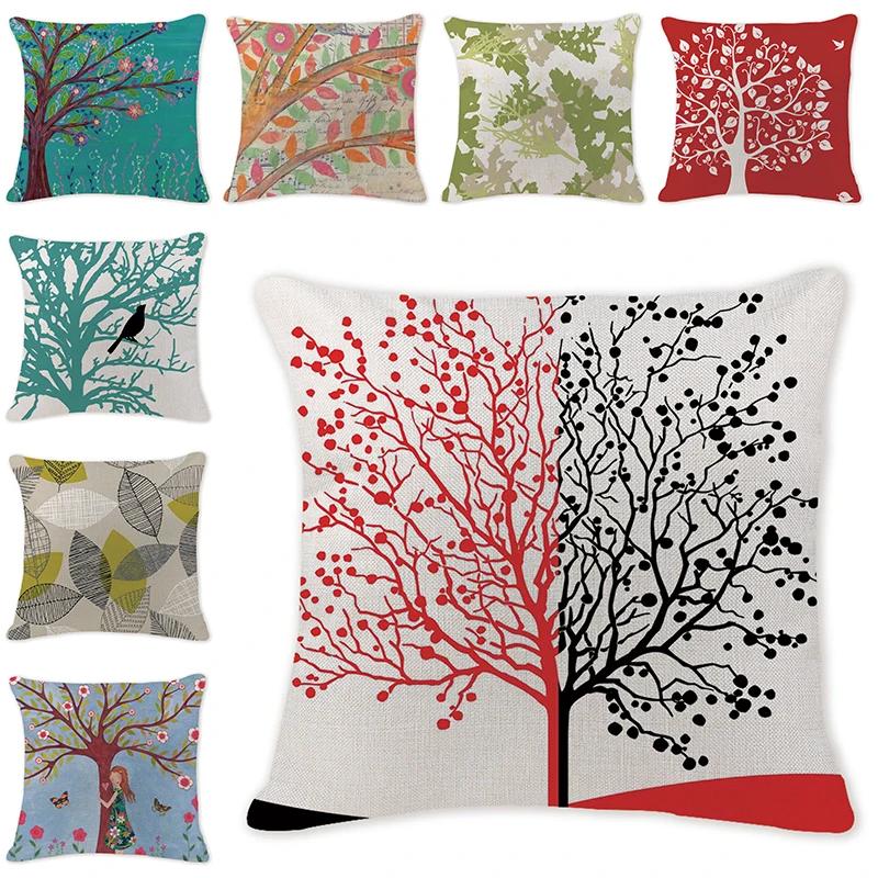 

Trees Cushion Covers Tree of Life Cotton Linen Pillow Cover Morocco Decorative Pillows Flower Cushion Cover for Sofa Mom Present