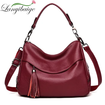 

Large Leather Tote Bag Women Shoulder Bags Women Handbags 2018 Tassel Hobo Luxury Handbags Women Bags Designer High Quality Sac