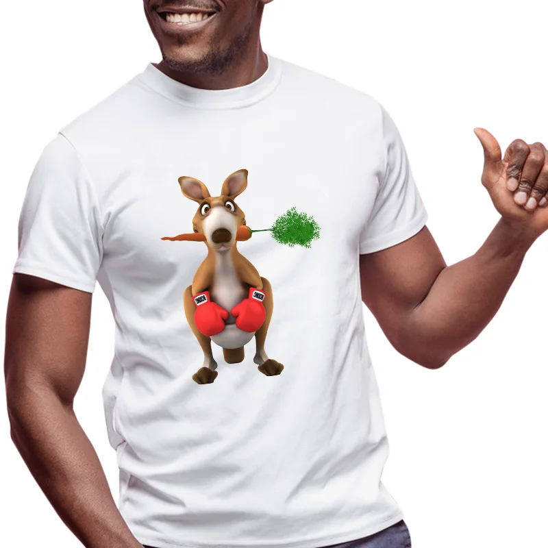 

YOUTHUP 2019 Male T Shirt Summer Short Sleeve Top Shirts for Men Cool Kangaroo Printed T shirts Men's Custom DIY tshirt Tops