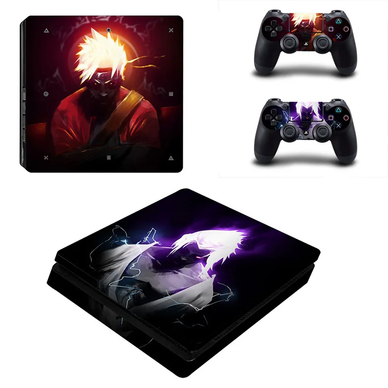 PS4 Slim Skin аниме стикеры Naruto Play station 4 тонкие виниловые наклейки Стикеры для Playstation 4 Slim консоли и два контроллера - Цвет: YSP4S-1154