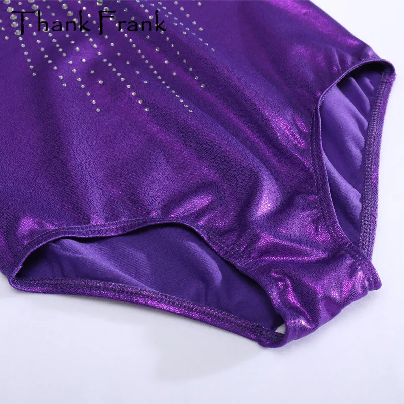Rhythmic Gymnastics Leotard For Kids Child Tank Mesh Rhinestone Athletic Dance Wear Metallic Bodysuit Gymnastic Costumes TF1014