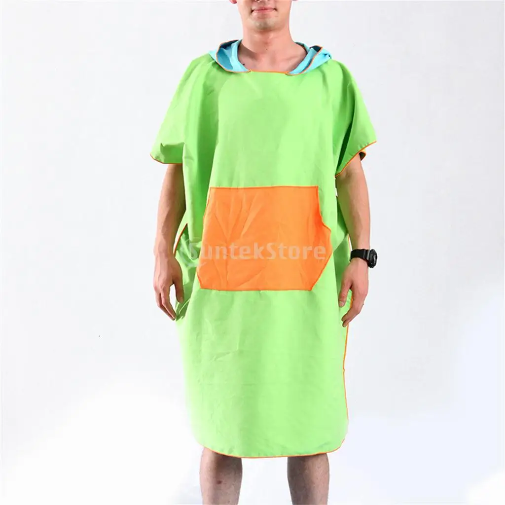 Unisex Mens Womens Kids Surf Beach Hooded Poncho Wetsuit Changing Robe Towel with Pocket, Mesh Carry Shoulder Bag - 7 Colors