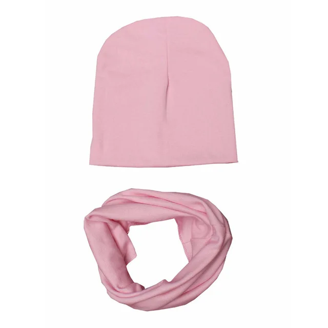 Осенне-зимние хлопковые детские наборы шарф шапка с принтом смайлика для маленьких мальчиков и девочек вязаная крючком Детская шапка детские шарфы воротник 2 шт - Цвет: pink