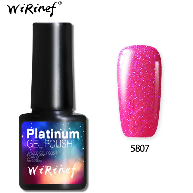 WiRinef 8 мл 1 шт 3D Блеск Платиновый УФ и светодиодный Гель-лак для ногтей Полупостоянный цветной Сияющий впитывающий Гель-лак - Цвет: 5807