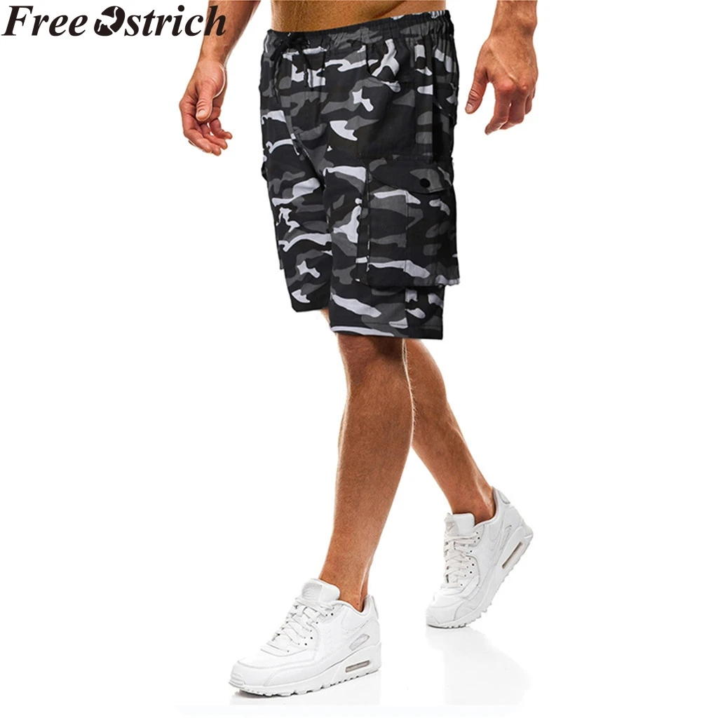 Мужские летние шорты Карго свободного размера плюс камуфляжные быстросохнущие спортивные штаны с боковыми карманами для бега пляжные спортивные шорты