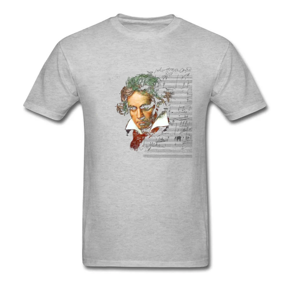 Beethoven Wholesale Men T Shirt Round Neck Short Sleeve 100% Cotton Fabric Tops Tees Simple Style Tee-Shirts Drop Shipping Beethoven grey