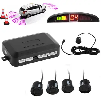 

1Set 4 Parking Sensors LED Display Car Backup Reverse Radar Rearview Mirror Colored LED Display Parking Sensors
