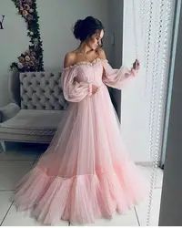 Robe de soiree, красивое розовое длинное вечернее платье, 2019, с открытыми плечами, длина до пола, вечернее платье, вечерние платья, платье для