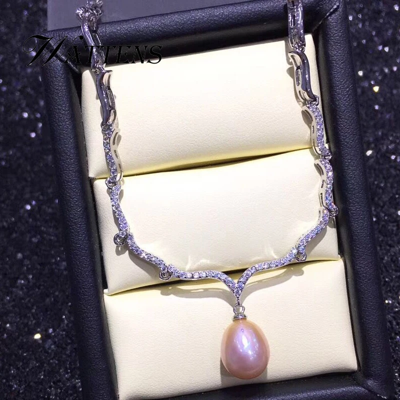 Ожерелье из стерлингового серебра 925 пробы с натуральным жемчугом для женщин 9-10 мм роскошное богемное ожерелье из циркона аксессуары для свадебной вечеринки