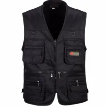 Весна и осень мужской зеленый военный жилет Повседневный мульти-карман путешествия или рабочая одежда прочного размера плюс