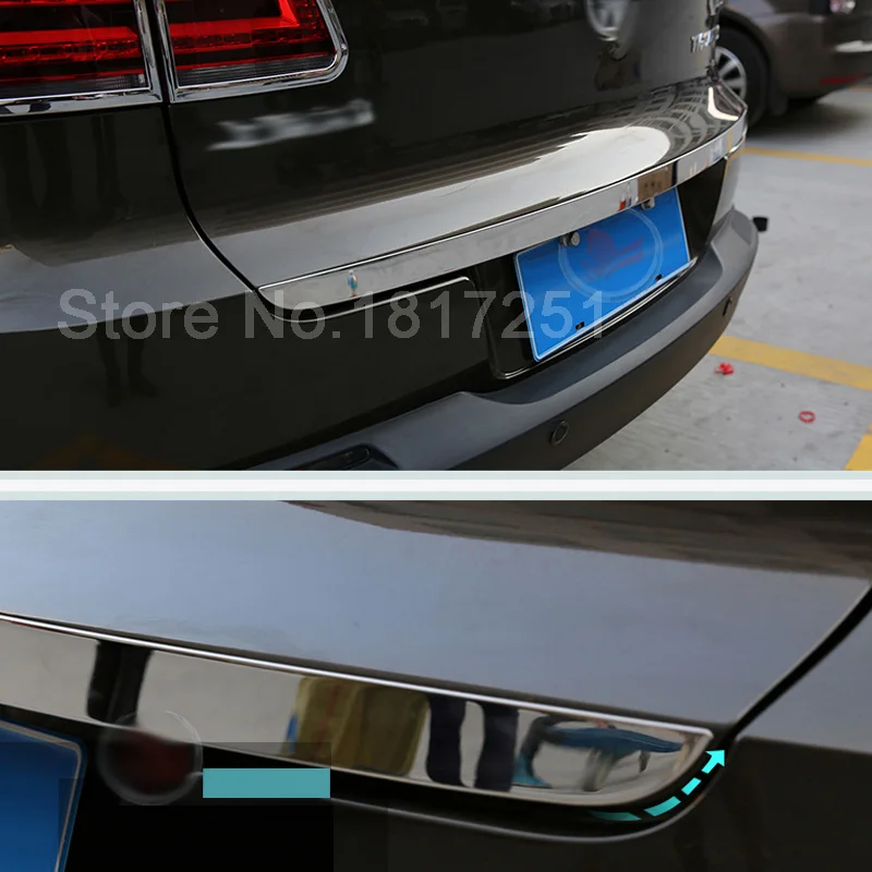 

For VW TIGUAN 2010 2016 Door Sticker Stainless Steel back door Tailgate trim Car Styling Accessories