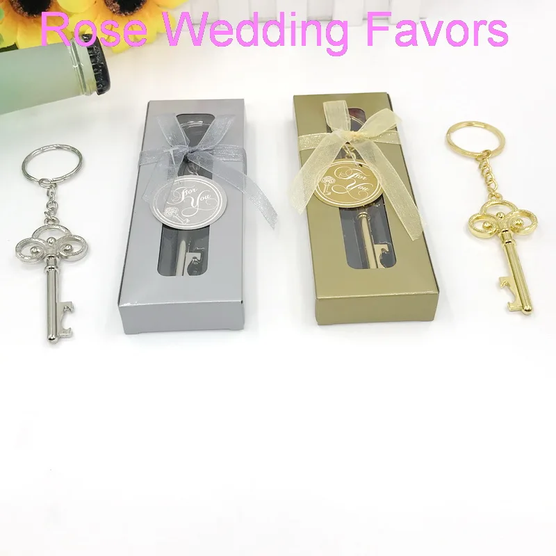 

(10pcs/Lot)FREE SHIPPING+Baby Shower Favors Gold/Silver Key Chain In Gift Box Perfect For Wedding Party Return Gift For Guest