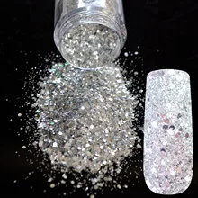 Блестящие Серебристые Блестки для ногтей, белые блестки, пудра для нейл-арта, порошковые пылевые наконечники для маникюра, блестящие украшения для тела, 276