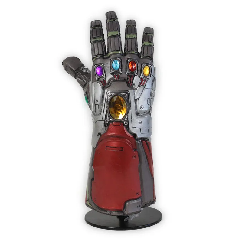 1:1 Endgame Железный человек Тони Старк светодиодный светильник Thanos Gauntlet камень косплей перчатки Гибкие пальцы латекс - Цвет: Grey No Led