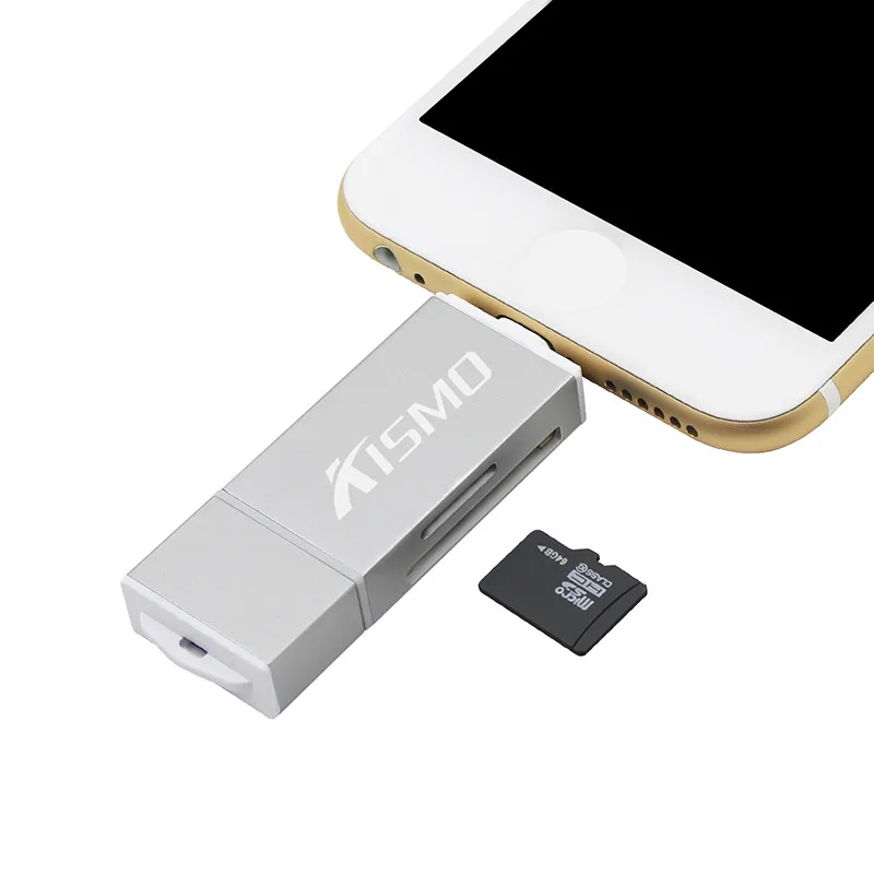 Kismo 3 в 1 карта памяти OTG USB флешка Micro SD TF SD Card Reader для iphone X 8 7 6 Plus 5S iPad Air Pro S6 S7 край