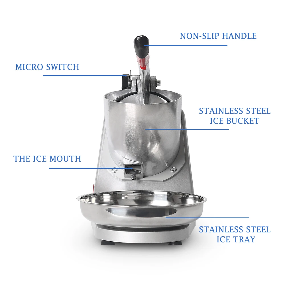 Elettrico Frantoio di Ghiaccio Macchina Per il Ghiaccio Frullato Sorbetto di Frutta E Caffè di Ghiaccio Commerciale Rasoio 65 kg/h Per Coffee Shop
