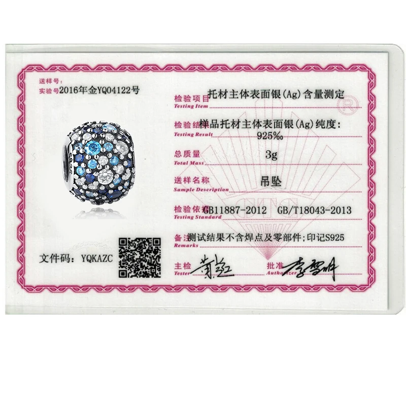 ELESHE Real 925 Sterling Silver Charm Blue Colourful Zircons Round Beads Fit Original Charms Bracelet Authentic Jewelry