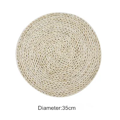 

2Pcs Round Straw Coasters Weave Handmade Natural Placemat Corn Braided Heat Insulation Dining Table Mats Resuable Pad