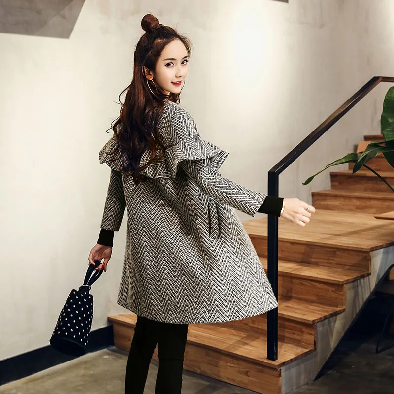 Newest Faux Suede Patchwork hooded Female Jacket winter Long wool parkas Chrismas lovely sweet Women Europe  Style Coat