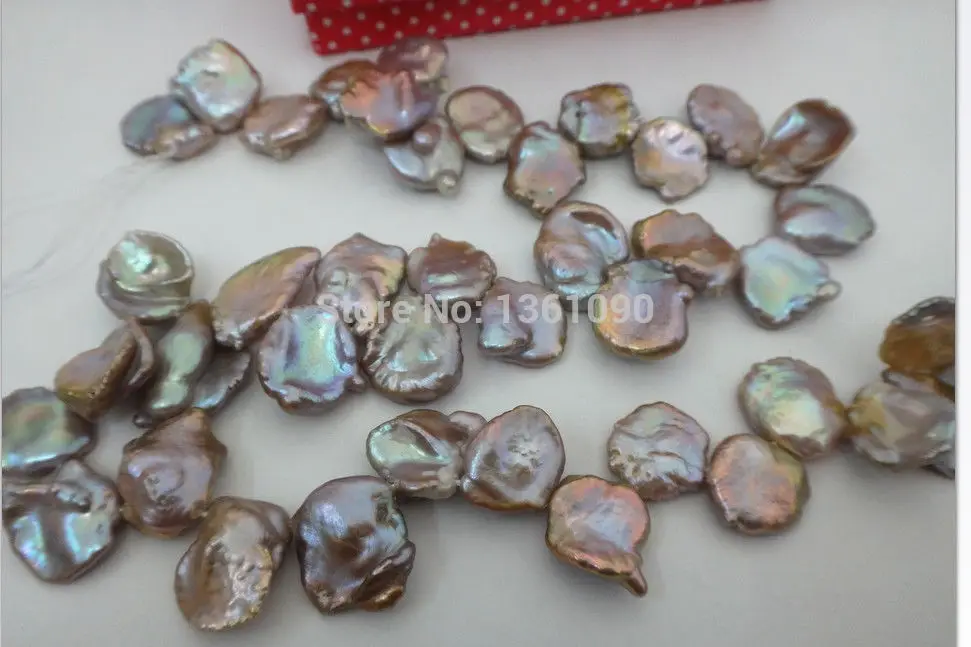 

000488 16-18MM NATURAL SOUTH SEA GENUINE GOLD PINK LAVENDER PEARL NECKLACE (A0329)
