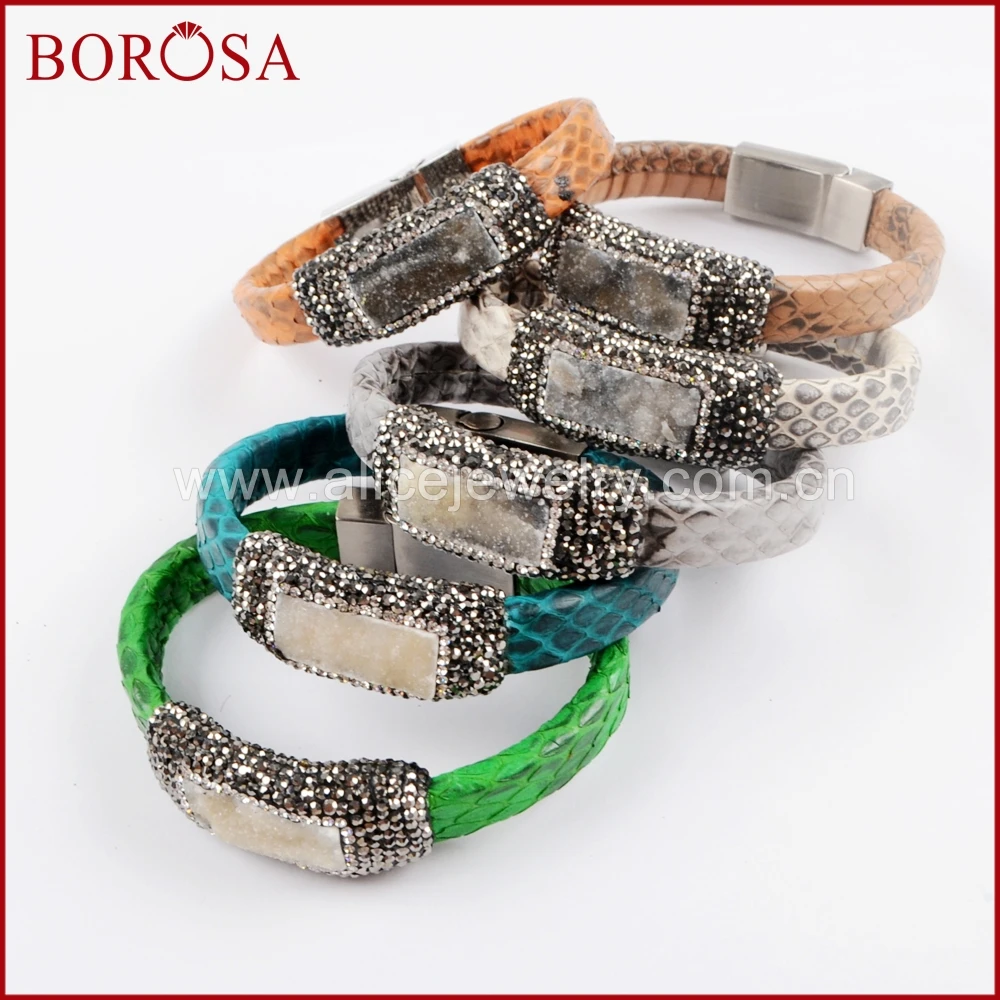 BOROSA 5 шт. смесь цветов змеиной Druzy браслет Модные украшения Drusy pave цирконами