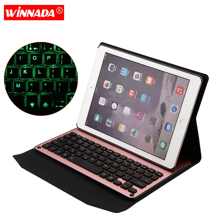 Чехол для ipad air 2 с семью цветами Bluetooth клавиатура из искусственной кожи чехол