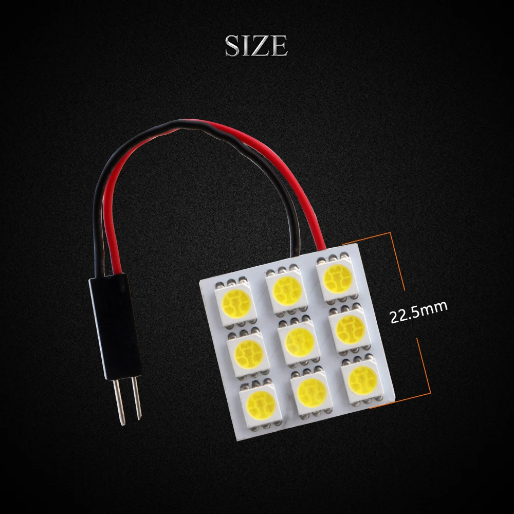 YM E-яркий 100 шт. белый T10 фестон-адаптер Панель 9 SMD 5050 3 вилочным держателем светодиодный светильник купол с фестонами светодиодные лампы Подсветка салона автомобиля светодиодный s