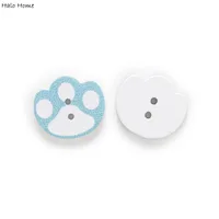 50pcs 2 Hole Cute Paw Wood Buttons Decor Home Clothing Sewing Scrapbooking Cartoon Flatback Embellishments 16x14mm 2
