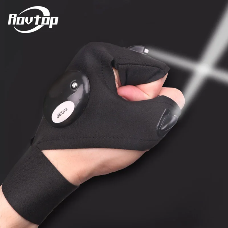 

Rovtop Outdoor Car Bike Tire Repair Tools with LED Light Night Fishing Glove Rescue Tool Gear Magic Strap Fingerless Glove Z2