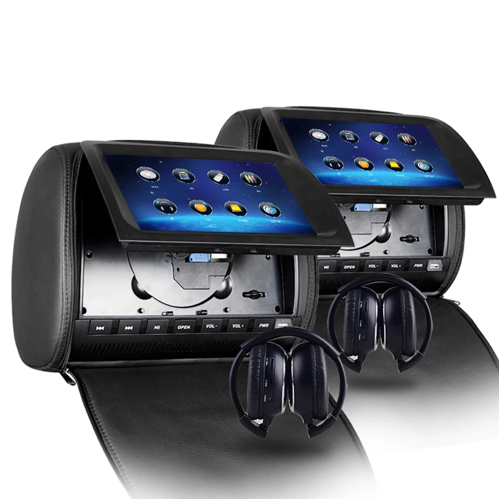 9 inch FHD touch screen headrest DVD with FM/IR/USB/SD/Wireless Game/ Zipper cover