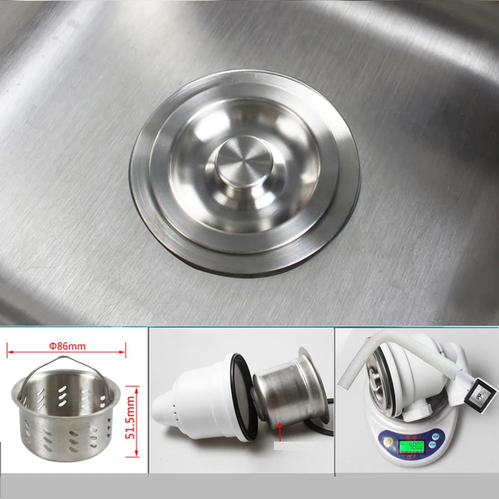 Stainless Steel Kitchen Sink strainer Drain filter with overflow basin waste stopper XK327C001