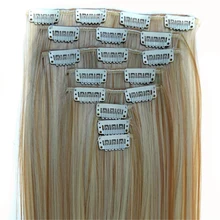 Feibin синтетические волосы для наращивания на заколках 22 дюйма 55 см длинные прямые волосы термостойкие c46