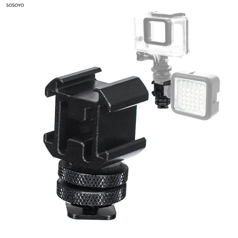 Triple Hot Shoe Base Mount Adapter Waterproof Case Extension Bar Flash