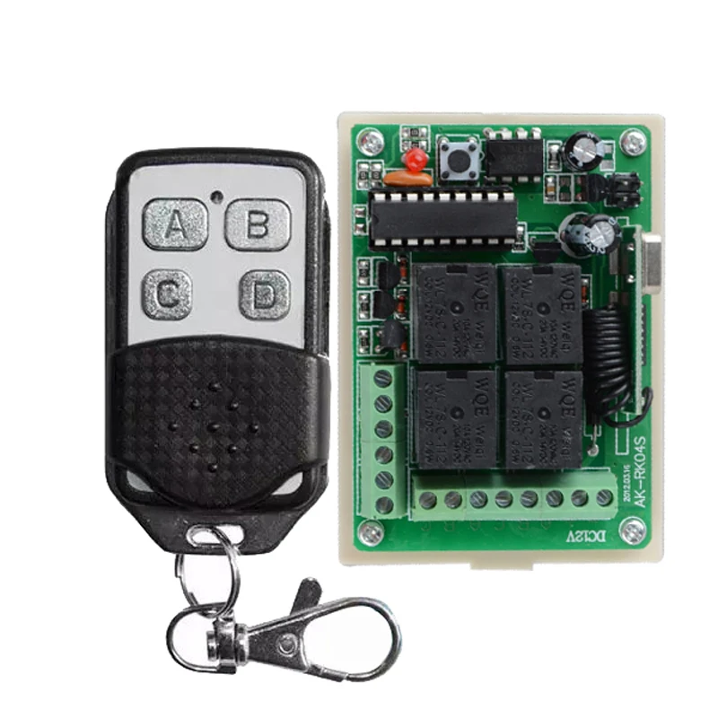 

DC 12V 4CH Channel Wireless Remote Control Controller Radio Switch 315mhz 433.92Mhz Big Metal Transmitter Receiver