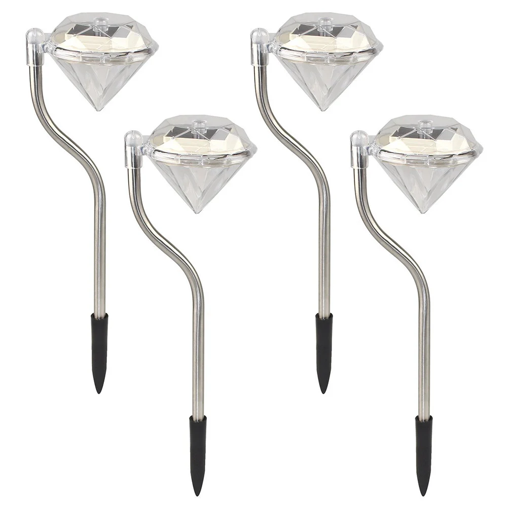 

4 pcs Walkway light Diamond style Garden Stake Lights Color Changing LED Lawn light Outdoor Waterproof Solar Garden light D25