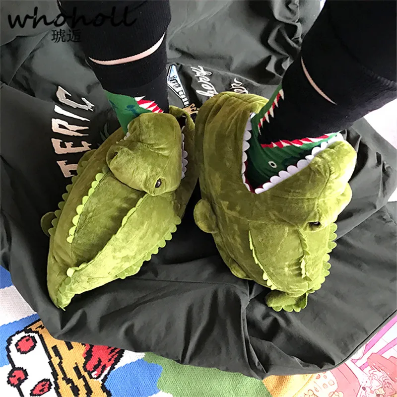 

Winter Super Animal Funny Shoes For Men and Women Warm Soft Bottom Home&House Indoor Floor Shark Furry Home Slippers Shallows