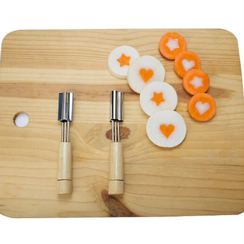 

Stainless Steel Cookie Molds Flower/Heart/Star Shape Cookie Cutter With Wooden Handle Baking Pastry Cake Decorating