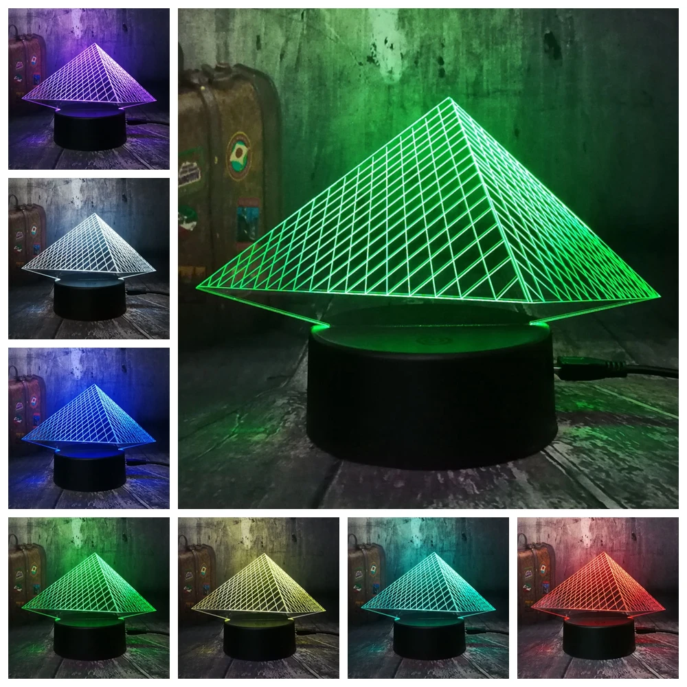 Musee du Louvre роскошный 3D Пирамида USB светодиодный ночник 7 цветов Изменение Рождество сенсорный ребенок спальня стол подарок лампа свет