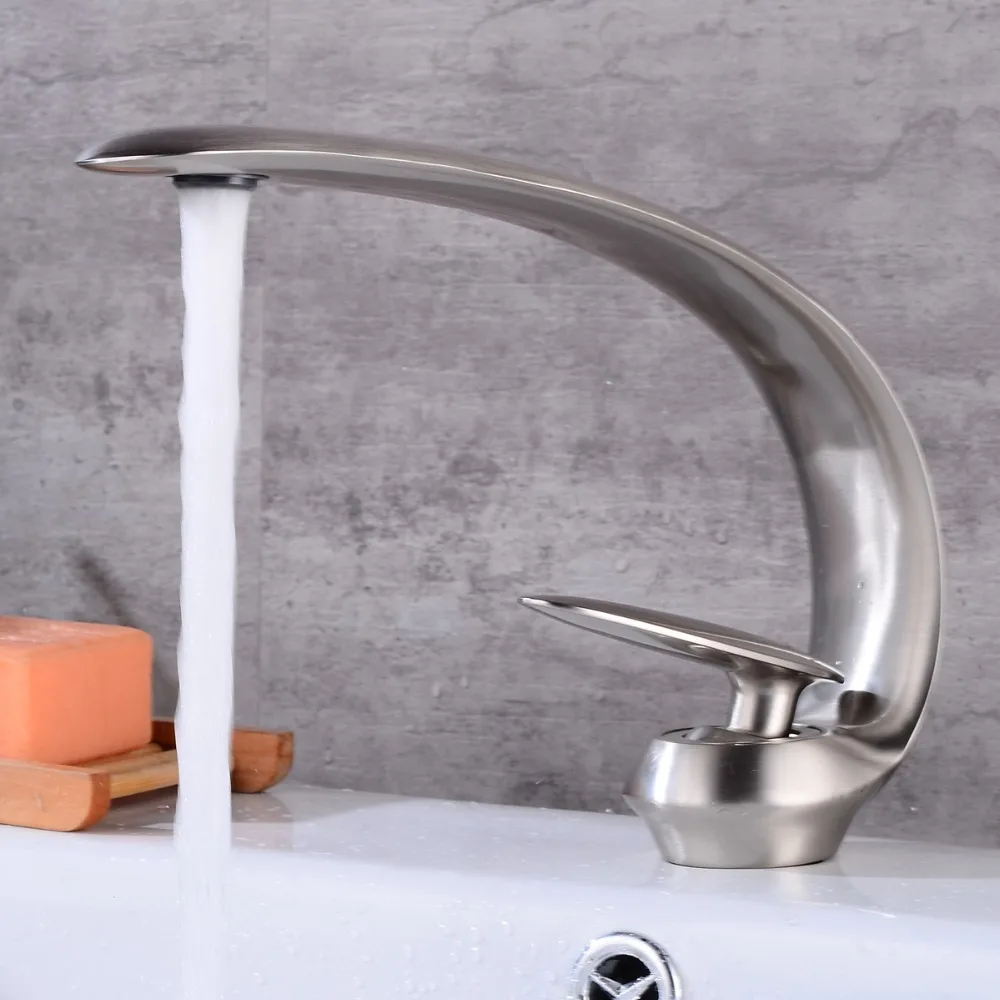 

OUYASHI basin faucet deck mounted single handle single hole cold and hot waterfall moon shape