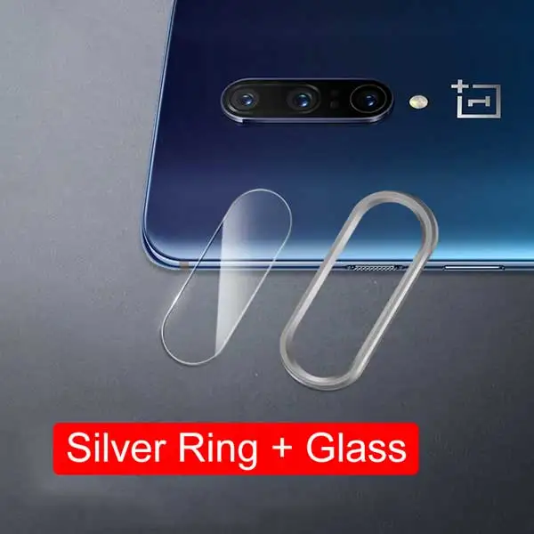 Для Oneplus 7 Pro Чехол из закаленного стекла для Oneplus 7 6T 6 Камера защитное кольцо бампер чехол и объектив Защита экрана стеклянная пленка - Цвет: Silver Ring Glass