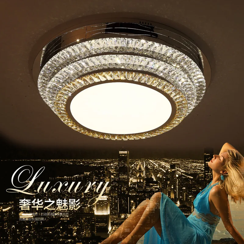 

Light luxury modern minimalist led ceiling lamp remote control crystal lamp fashion bedroom study restaurant lighting AC110-240V