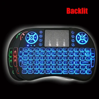 

Mini Keyboard i8 7 Color Backlight English Russian 2.4GHz Wireless Keyboard Air Mouse Touchpad for Android 9.0 8.1 h96 max