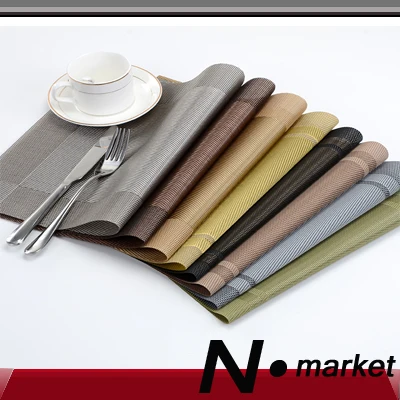 

New Retangle 30*45cm Tableware PVC Wedding Placemat Kitchen Dinning Bowl Waterproof Dazzling Pad Mat