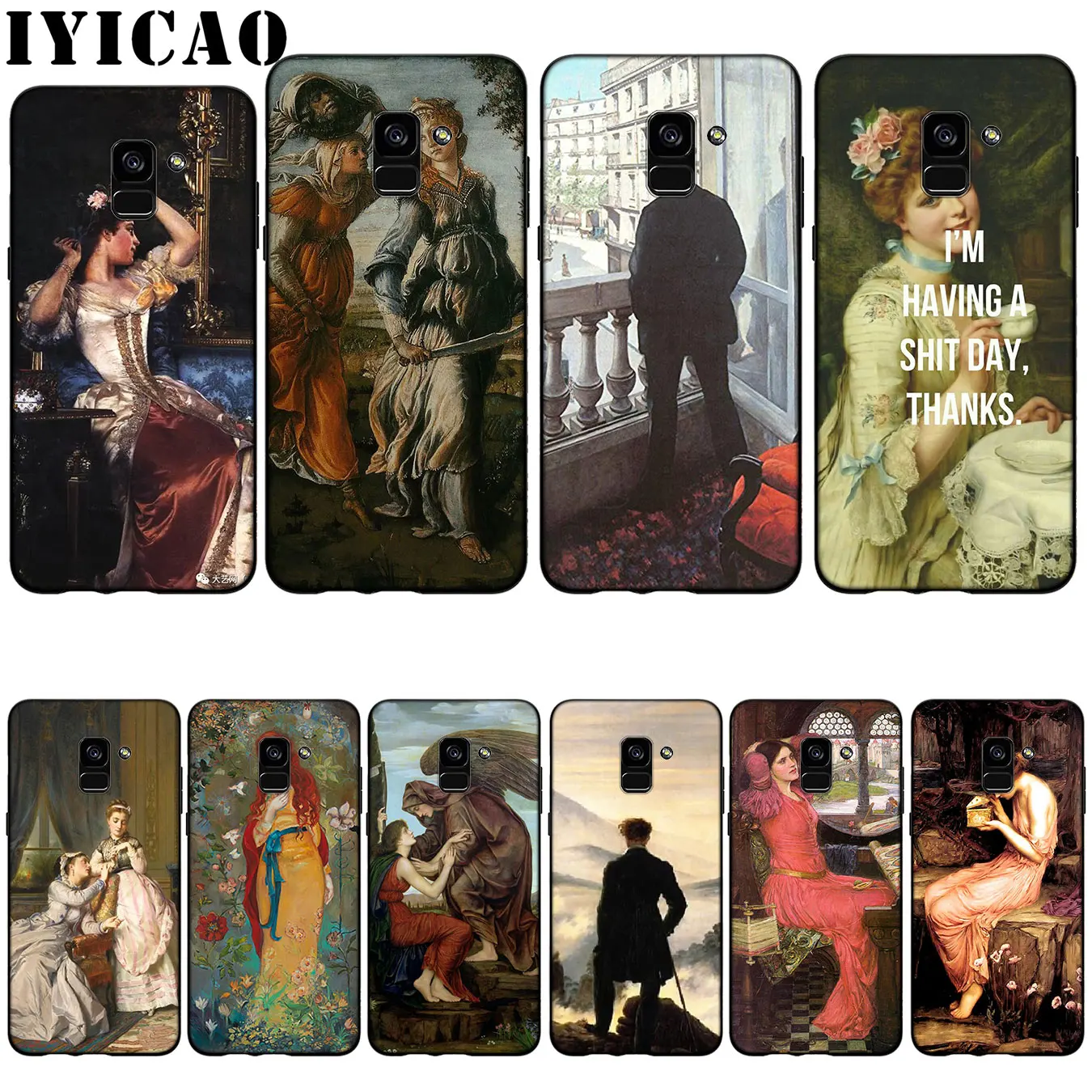 IYICAO Classic Art Silicone Soft Case for Samsung Galaxy A6 Plus A9 A8 A7 2018 A3 A5 2016 2017 Note 9 8 | Мобильные телефоны и