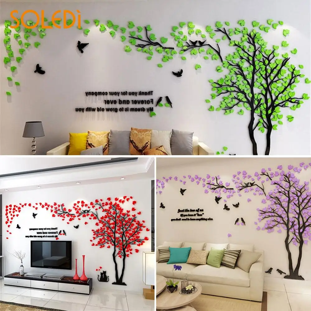  Acrylic  Wall  Stickers  Beautiful Acrylic  3D  Tree 1 2M Bird 