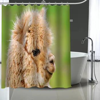 

Custom Llama Pattern Decor Curtains Polyester Bathroom Waterproof Shower Curtain With Plastic Hooks