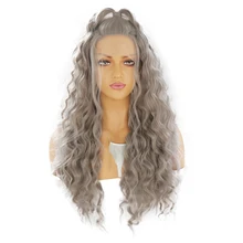 Charisma серебристо-серый парик с длинными кудрявыми волосами высокотемпературные волосы синтетические волосы на кружеве парик с естественными парики из волос для женщин